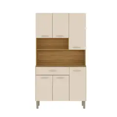GENERICO - Alacena para cocina 90 cm color crema con 6 puertas y cajón mdf