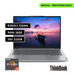 LENOVO - PORTATIL THINKBOOK AMD RYZEN 5 7533HS - 16GB DDR5 - 512GB SSD - 14" WUXGA - RJ45 - WIN11 PRO