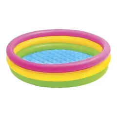 BABY ON - Piscina inflable redonda Multicolor de 114m X 25cm 131l Ro rosa y amarilla y verde caja