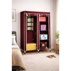 CHINA GLAZE - Closet Portátil de Tela con Compartimentos para Ropa Colgada y Doblada