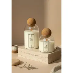 GENERAL - Set de velas minimal home en vidrio con tapa de corcho decorativas aromaticas