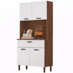 GENERICO - Alacena MDF 74,5x170x36,3 off white 4 puertas 1 cajón