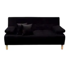 GENERICO - SOFACAMA MOLLY 3 PUESTOS COLOR NEGRO 180X100X35 + 2 COJINES