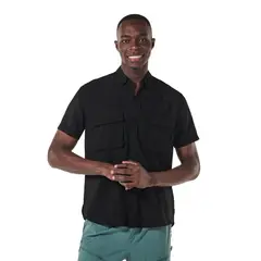TOTTO - Camisa Manga Corta Derby Negro Para Hombre