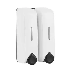 TRIPLE CLEAN - Dispensador de jabón doble blanco con llave