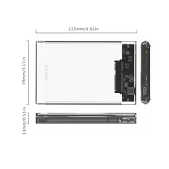 ORICO - Carcasa 2139c3 Transparente 2.5 Usb 3.0 Tipo C Transparente