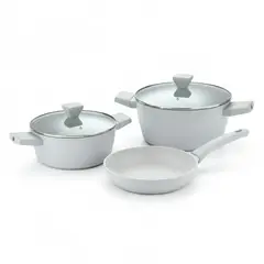 BERGNER - SET DE OLLAS Y SARTEN X 5 PIEZAS CEMENTO (SARTEN 24CMS Y OLLA 24 Y 28CMS)