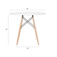 GENERICO - Mesa de Comedor Redonda con Patas de Madera Estilo Clasico 4 Puestos