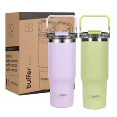 BUFFER FLASK - Termo Botella Termica Vaso Set X2 Buffer Acero Inoxidable - Multicolor