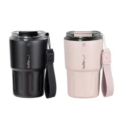BUFFER FLASK - Termo Mug Cafe Bebidas Clientes Set X2 400 Ml Buffer Acero - Negro