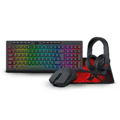 REDRAGON - Combo Gamer 4en1 S147 RGB Teclado Shiva + Mouse K1ng + Diadema Cronus + Pad Mouse Pisces