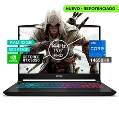MSI - Portátil Gamer Katana Intel Core I7 14650hx 32/512 Rtx5050 8gb Negro 15,6 Fhd.