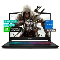 MSI - Portátil Gamer Katana Intel Core I7 14650hx 32/512 Rtx5050 8gb Negro 15,6 Fhd.