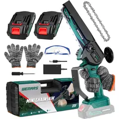 GENERICO - Mini motosierra inalámbrica, portátil de 6 CON 2 BATERIAS