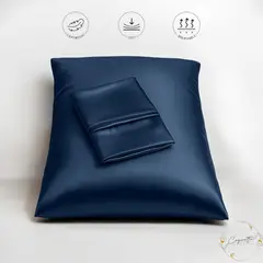 GENERICO - Funda de Almohada de Satín Antifrizz Premium para Cuidado del Cabello y la Piel Tono Azul