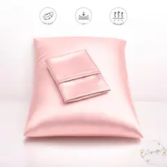 GENERICO - Funda de Almohada de Satín Antifrizz Premium para Cuidado del Cabello y la Piel Tono Rosa