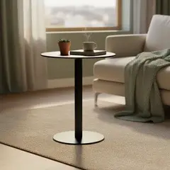 GENERICO - Mesa Redonda Urban Ónix Entre Nos Home Diseño Minimalista Negro Mate de Alto Tráfico