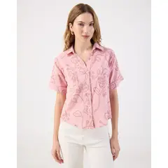 PATPRIMO - Blusa Rosa Con Estampado Delicado Para Mujer Rosa