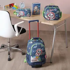 TOTTO - Combo Escolar Morral ruedas Panda + Lonchera y Cartuchera