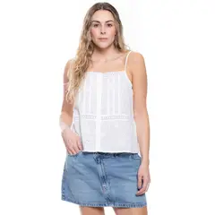 COLOR BLUE - Camisa De Tiras En Ojalillo