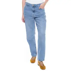 COLOR BLUE - High Waist Mom Fit Jeans Tono Claro