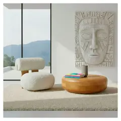 22 GRADOS DECORACION - Poltrona Anuket en Roble y Tela 65cm x 65cm_.