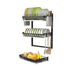 GENERICO - Escurridor De Platos De Pared – Metalico 3 Niveles