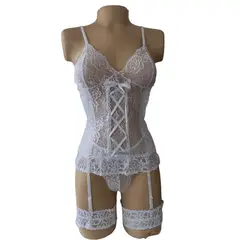 GENERICO - Lenceria Baby Doll Corselette Liguero+ Ligas +tanga Hilo