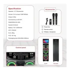 GENERICO - Parlante de Fiesta con Pantalla Tactil Grande y Accesorios Incluidos