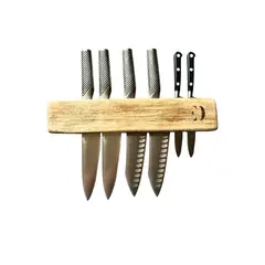 GENERICO - Soporte de pared en madera para 6 cuchillos