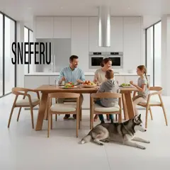 22 GRADOS DECORACION - Juego de Comedor Sneferu 4 Sillas 160Cm X 70Cm Roble