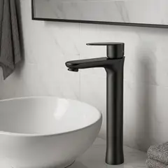 PAMO - Grifería Lavamanos Monocontrol Alto Gris Concreto Sovrano