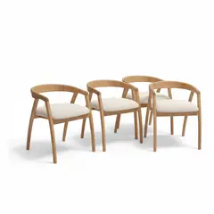 22 GRADOS DECORACION - Juego Hanna en Roble De Sillas X4 En Roble Y Tela