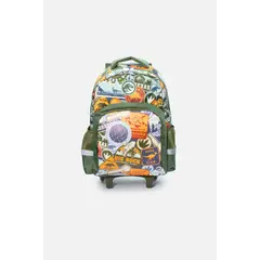 UNIVERSAL - Morral de Jurassic con ruedas verde y naranja para niño