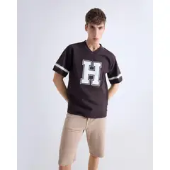 SEVEN SEVEN - Camiseta Oversize Estampada Para Hombre Café