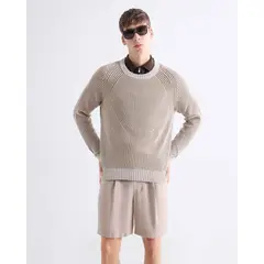 SEVEN SEVEN - Saco Tejido Acanalado Para Hombre Beige