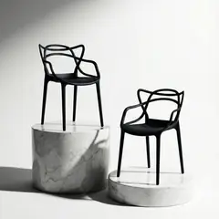 GENERICO - Set x 2 Silla de Diseño Raiz Entre Nos Home Minimalista de Vanguardia Color Negro