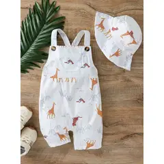 LUSOLSI - Mono sin mangas para bebés ropa informal con estampado de animales de dibujos animados overol