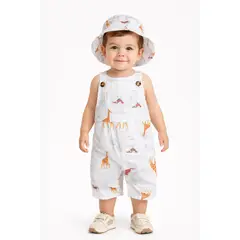 LUSOLSI - Mono sin mangas para bebés ropa informal con estampado de animales de dibujos animados overol