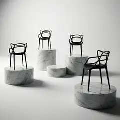 GENERICO - Set x 4 Silla de Diseño Raiz Entre Nos Home Minimalista de Vanguardia Color Negro