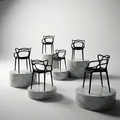 GENERICO - Set x 6 Silla de Diseño Raiz Entre Nos Home Minimalista de Vanguardia Color Negro