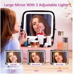 GENERICO - Bolsa De Maquillaje De Viaje Con Espejo ILuminado LED