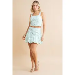 RAGGED - Mini falda globo Verde pasto