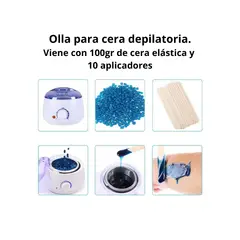 GENERICO - Olla Para Cera Depilatoria + 100 gramos de cera +10 aplicadores