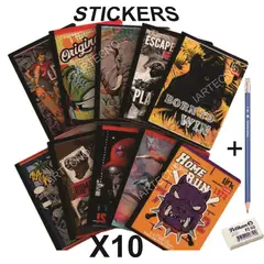 SCRIBE - Cuadernos x10 Unidades Cosidos 100 Hojas Cuadriculados Con Stickers MASCULINO
