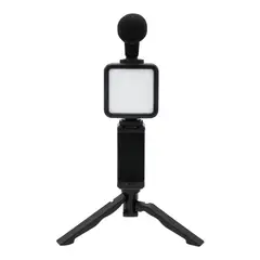 VTA - Vlogger Kit con Trípode Luz LED Micrófono y Control Bluetooth