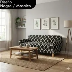 CHINA - Forro Funda Protector De Sofá Mueble Sala 2 Puestos negro rombos