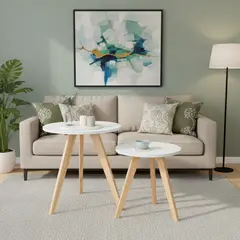 GENERICO - Mesa Auxiliar Nórdica Decorativa - Set X2 - Mediana & Grande_.
