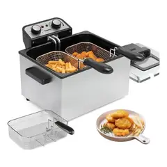 SOKANY - Freidora De Aceite Eléctrica 2 Cestas En Acero 5l