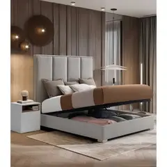 PLUMA HOME - Cama Baul SILVER + Colchón Ortop SemiDoble 120 x 190 cm + 2 Alm + protect